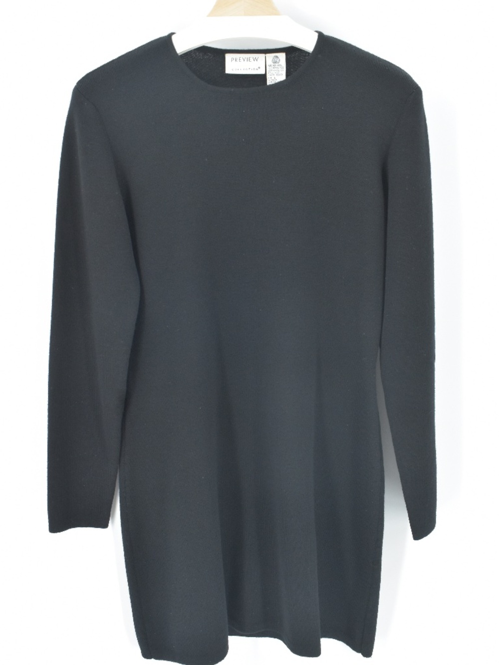 Preview Collection Nordstrom 100% Merino Wool Sweater Dress Black L